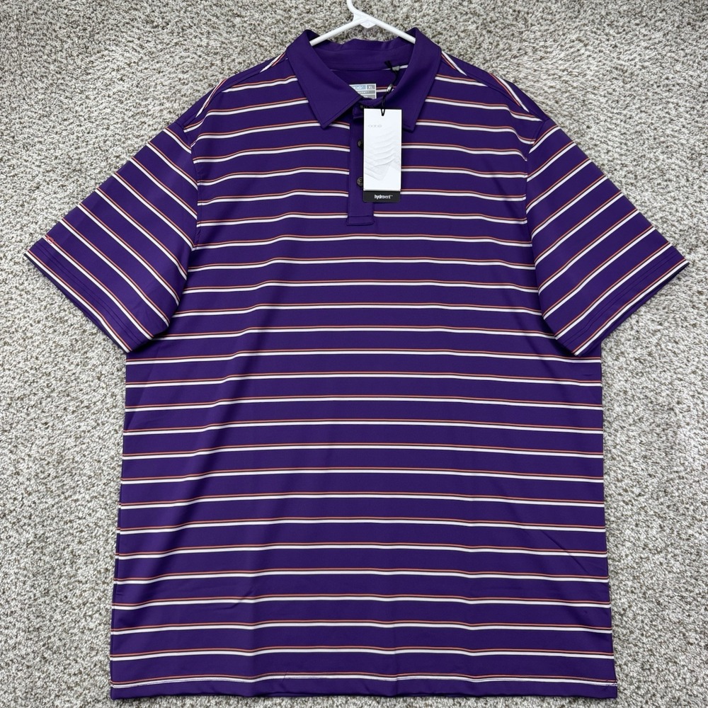 NEW OOBE HydroVent Polo Shirt Men's Size XL Purple Orange White Stripes Stretch